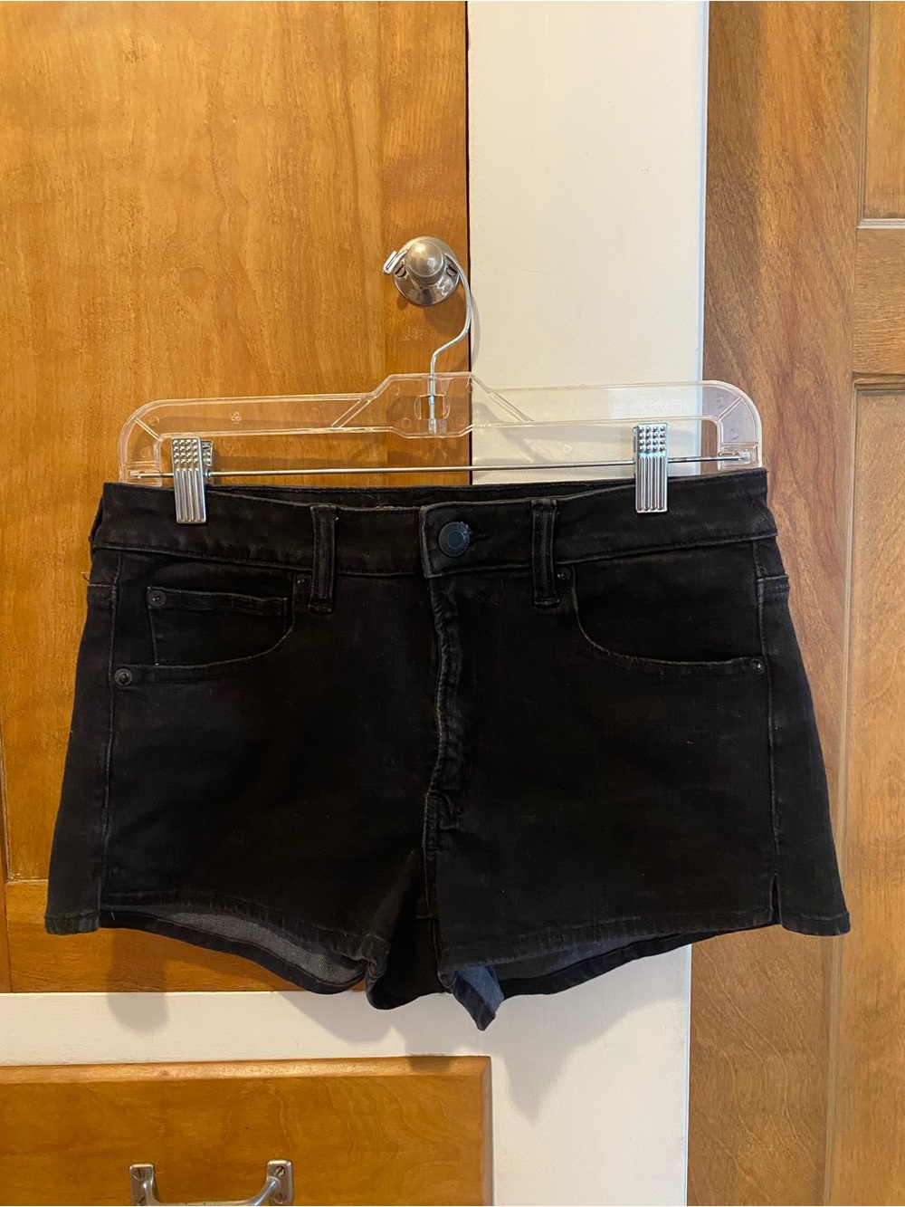 American Eagle Hi-Rise Shortie Black Denim Jean Shorts